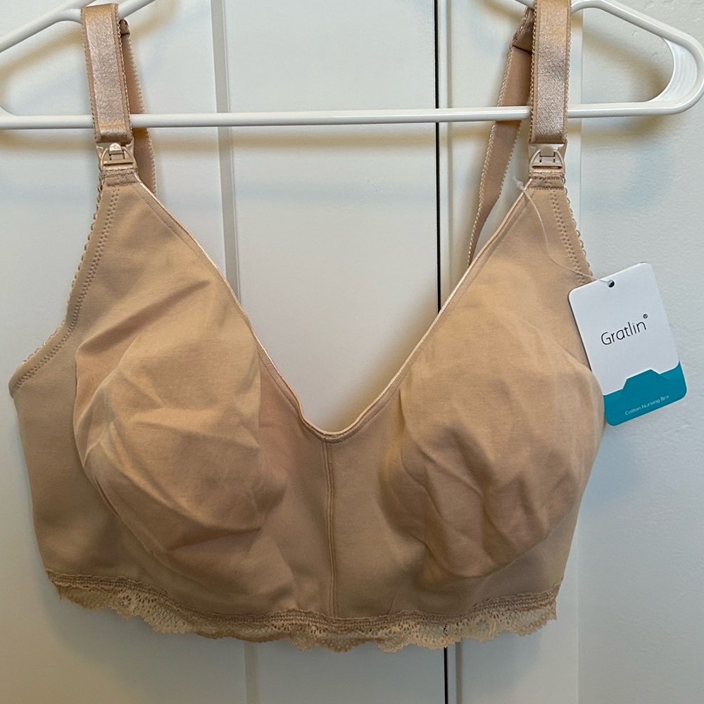 GRATLIN COTTON NURSING BRA WITH LACE TRIM 42E